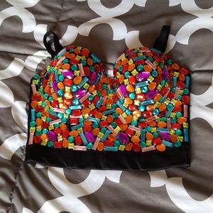 ** SOLD** Rhinestone Rave Top